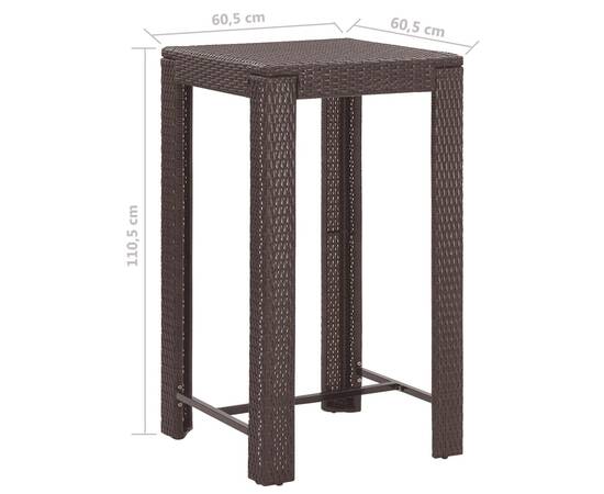 Set mobilier bar de grădină cu perne, 5 piese, maro, poliratan, 9 image