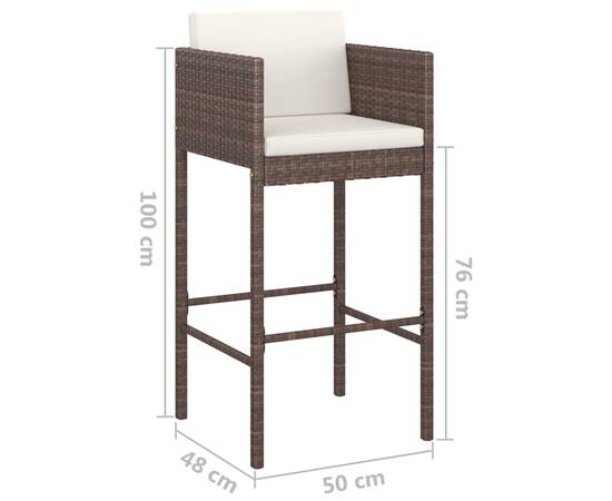 Set mobilier bar de grădină cu perne, 5 piese, maro, poliratan, 8 image