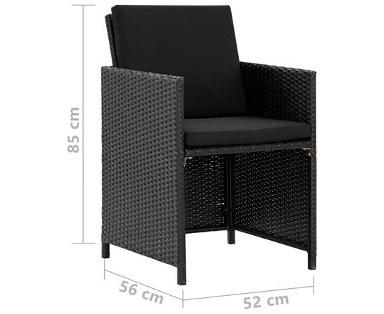 Set mobilier de exterior cu perne, 11 piese, negru, poliratan, 6 image