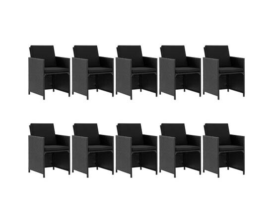 Set mobilier de exterior cu perne, 11 piese, negru, poliratan, 2 image