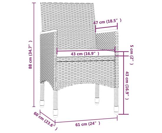 Set mobilier de exterior cu perne, 5 piese, gri, poliratan, 5 image