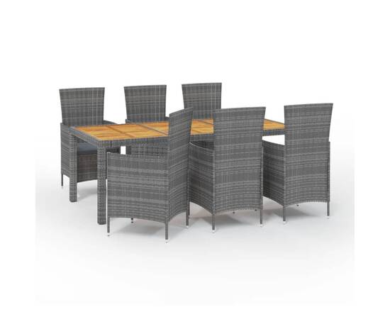 Set mobilier de exterior cu perne, 7 piese, gri, poliratan, 2 image