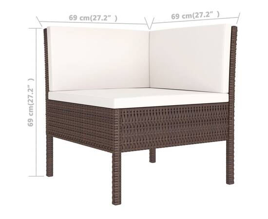 Set mobilier de grădină cu perne, 10 piese, maro, poliratan, 9 image