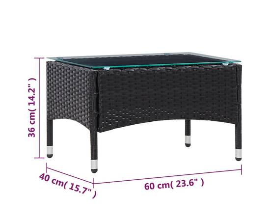 Set mobilier de grădină cu perne, 4 piese, negru, poliratan, 11 image