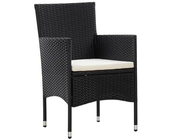 Set mobilier de grădină cu perne, 4 piese, negru, poliratan, 7 image