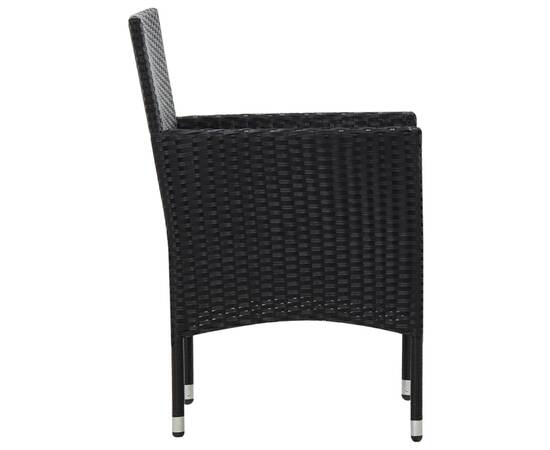 Set mobilier de grădină cu perne, 4 piese, negru, poliratan, 9 image