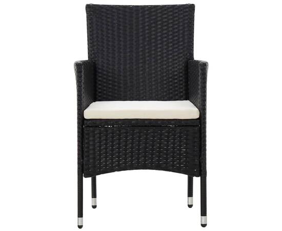 Set mobilier de grădină cu perne, 4 piese, negru, poliratan, 8 image