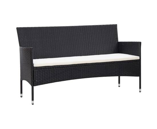 Set mobilier de grădină cu perne, 4 piese, negru, poliratan, 4 image