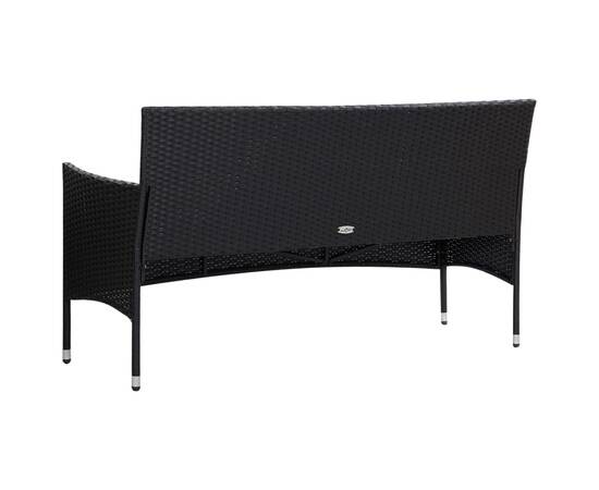 Set mobilier de grădină cu perne, 4 piese, negru, poliratan, 6 image