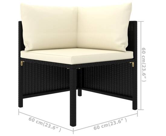 Set mobilier de grădină cu perne, 7 piese, negru, poliratan, 11 image