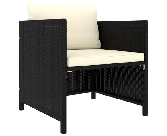 Set mobilier de grădină cu perne, 7 piese, negru, poliratan, 7 image