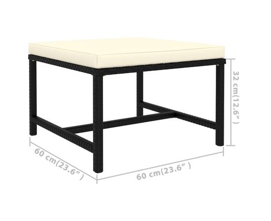 Set mobilier de grădină cu perne, 7 piese, negru, poliratan, 9 image