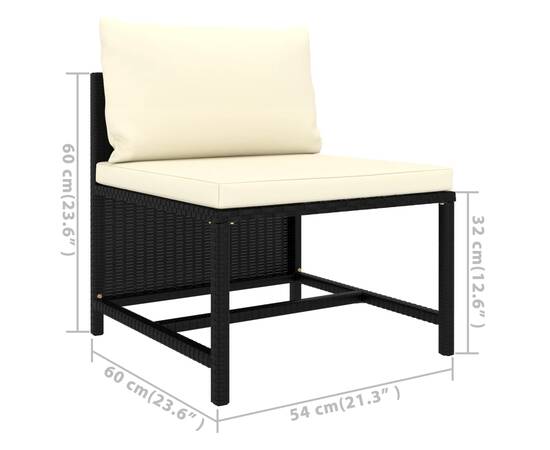 Set mobilier de grădină cu perne, 7 piese, negru, poliratan, 10 image