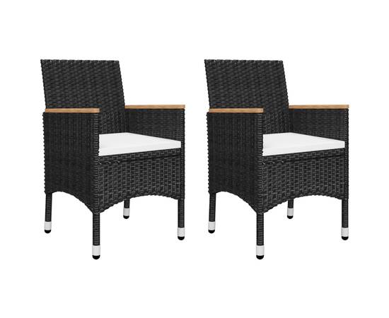 Set mobilier bistro, 3 piese, negru, poliratan și lemn acacia, 3 image