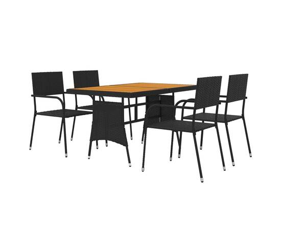 Set mobilier de exterior, 5 piese, negru, poliratan, 3 image