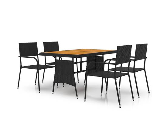 Set mobilier de exterior, 5 piese, negru, poliratan, 2 image