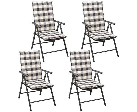 Set mobilier de exterior cu perne, 5 piese, negru, aluminiu, 4 image