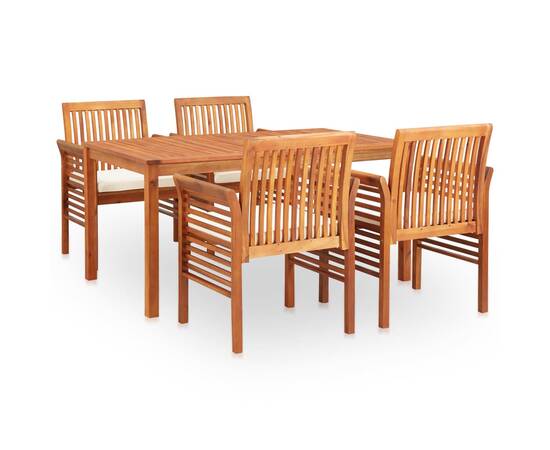 Set mobilier de exterior cu perne 5 piese lemn masiv de acacia