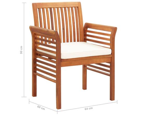 Set mobilier de exterior cu perne 5 piese lemn masiv de acacia, 9 image