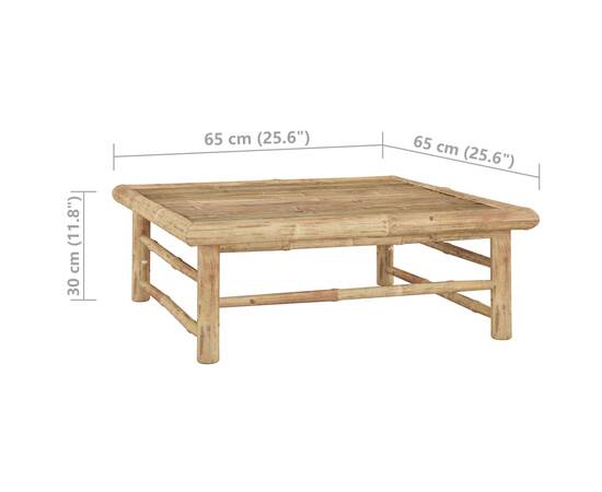 Set mobilier de grădină, 6 piese, perne alb crem, bambus, 11 image