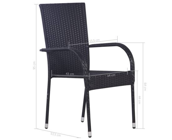 Set mobilier de grădină, 7 piese, negru, poliratan, 9 image