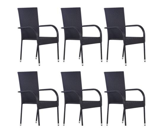 Set mobilier de grădină, 7 piese, negru, poliratan, 2 image