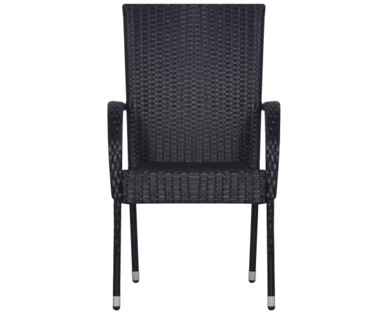 Set mobilier de grădină, 7 piese, negru, poliratan, 4 image