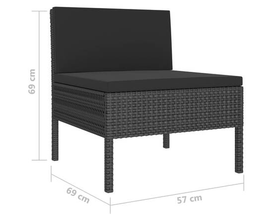 Set mobilier de grădină cu perne, 10 piese, negru, poliratan, 7 image