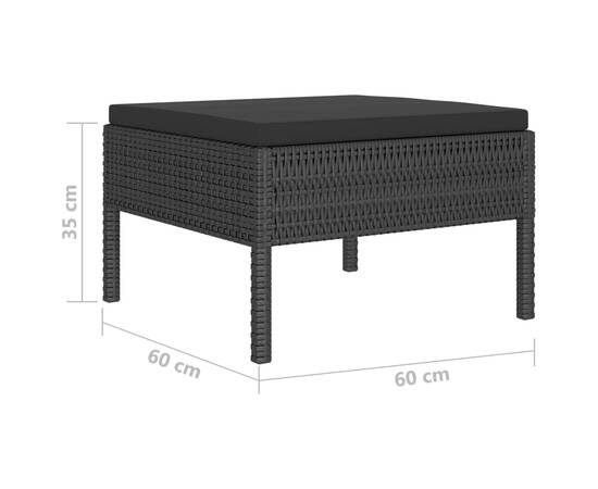 Set mobilier de grădină cu perne, 10 piese, negru, poliratan, 8 image