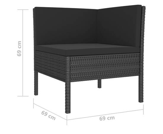 Set mobilier de grădină cu perne, 10 piese, negru, poliratan, 6 image