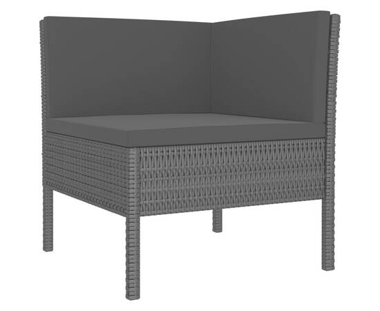 Set mobilier de grădină cu perne, 10 piese, negru, poliratan, 3 image