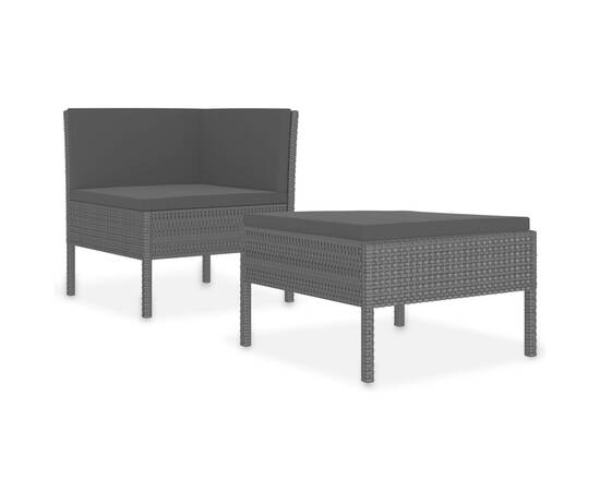 Set mobilier de grădină cu perne, 2 piese, negru, poliratan, 2 image