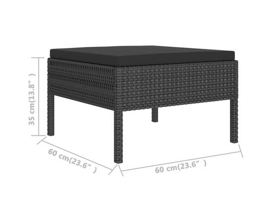 Set mobilier de grădină cu perne, 2 piese, negru, poliratan, 6 image