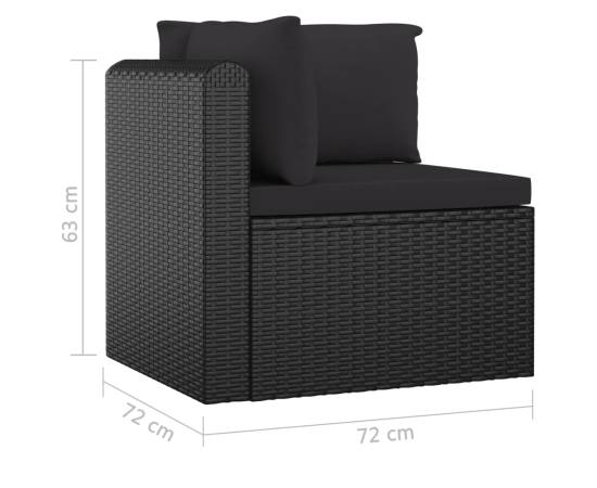 Set mobilier de grădină cu perne, 7 piese, negru, poliratan, 8 image