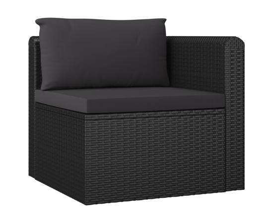 Set mobilier de grădină cu perne, 7 piese, negru, poliratan, 6 image