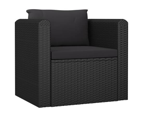 Set mobilier de grădină cu perne, 7 piese, negru, poliratan, 5 image