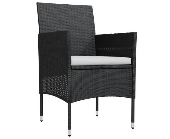 Set mobilier de grădină cu perne, 7 piese, negru, 3 image