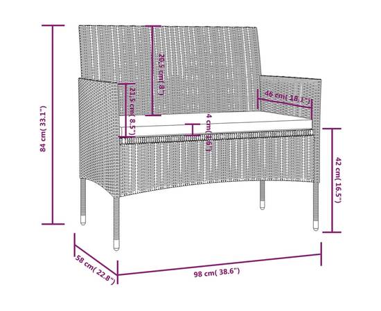 Set mobilier de grădină cu perne, 8 piese, gri, poliratan, 11 image