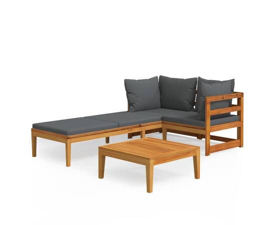 Set mobilier grădină cu perne gri închis, 3 piese, lemn acacia, 2 image