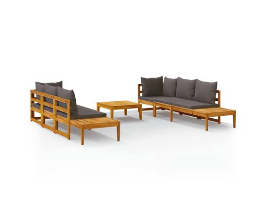 Set mobilier grădină cu perne gri închis, 5 piese, lemn acacia, 2 image