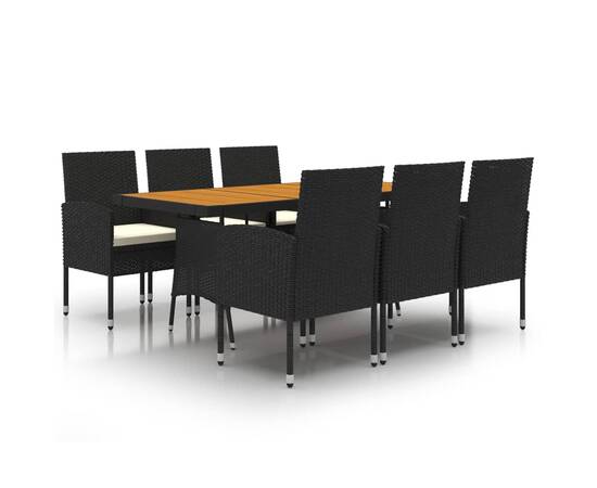 Set mobilier de exterior, 7 piese, negru, poliratan, 2 image