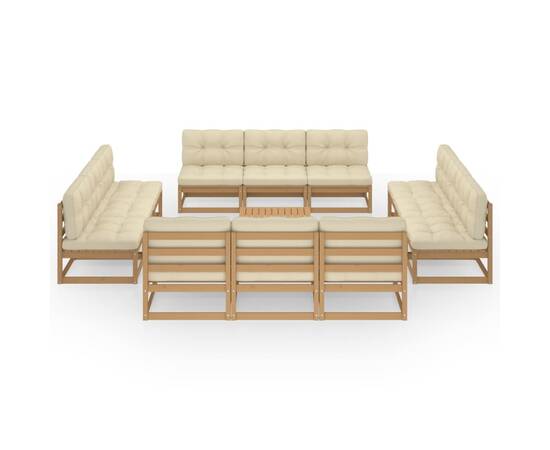Set mobilier de grădină cu perne, 13 piese, lemn masiv de pin, 2 image