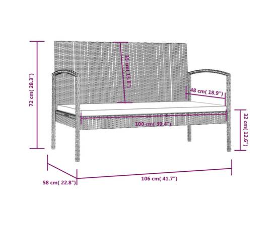 Set mobilier de grădină cu perne, 16 piese, gri, poliratan, 11 image