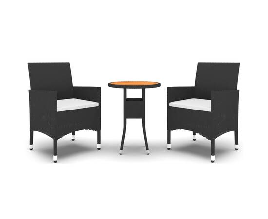 Set de mobilier pentru grădină, 3 piese, negru, poliratan, 2 image