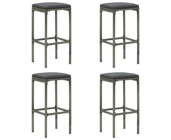 Set mobilier bar de grădină cu perne, 5 piese, gri, poliratan, 8 image