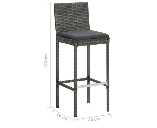 Set mobilier bar de grădină cu perne, 5 piese, gri, poliratan, 11 image