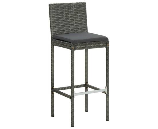 Set mobilier bar de grădină cu perne, 9 piese, gri, poliratan, 8 image