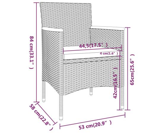 Set mobilier de grădină, 5 piese, negru, poliratan, lemn acacia, 9 image