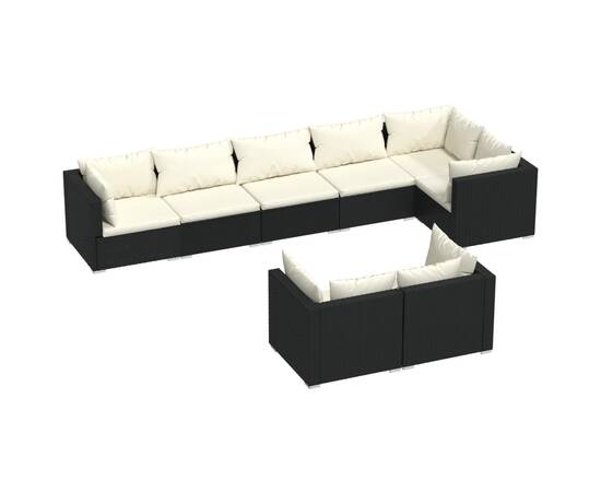 Set mobilier de grădină cu perne, 8 piese, negru, poliratan, 2 image