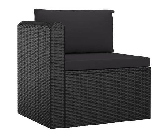 Set mobilier de grădină cu perne, 9 piese, negru, poliratan, 4 image